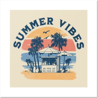 Summer Vibes - Palm Trees Beach Retro Tropical Summer Posters and Art